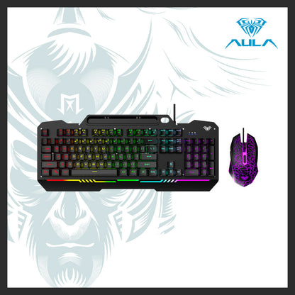 AULA T102 Wired RGB Membrane Keyboard and Mouse Combo